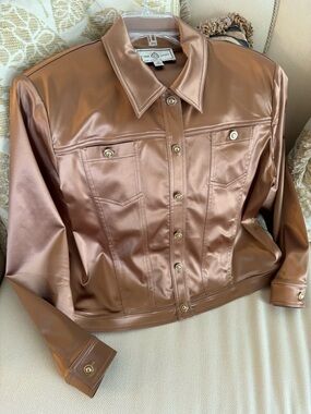 St.John’s Elegant Satin Jacket with Fancy Gold Buttons